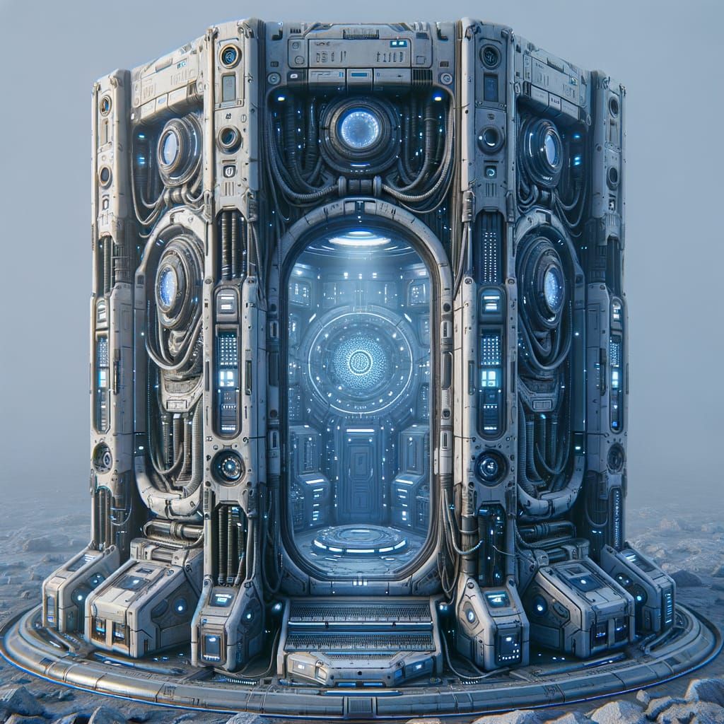 Realistic Sci-Fi Alien Booth in Modern Metallic Hues