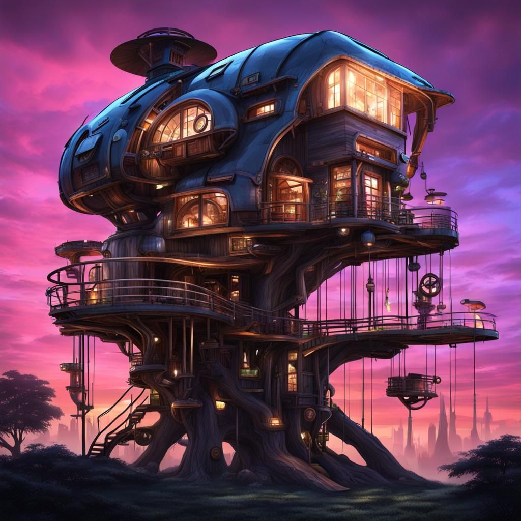 Futuristic Steampunk Treehouse of Tomorrow