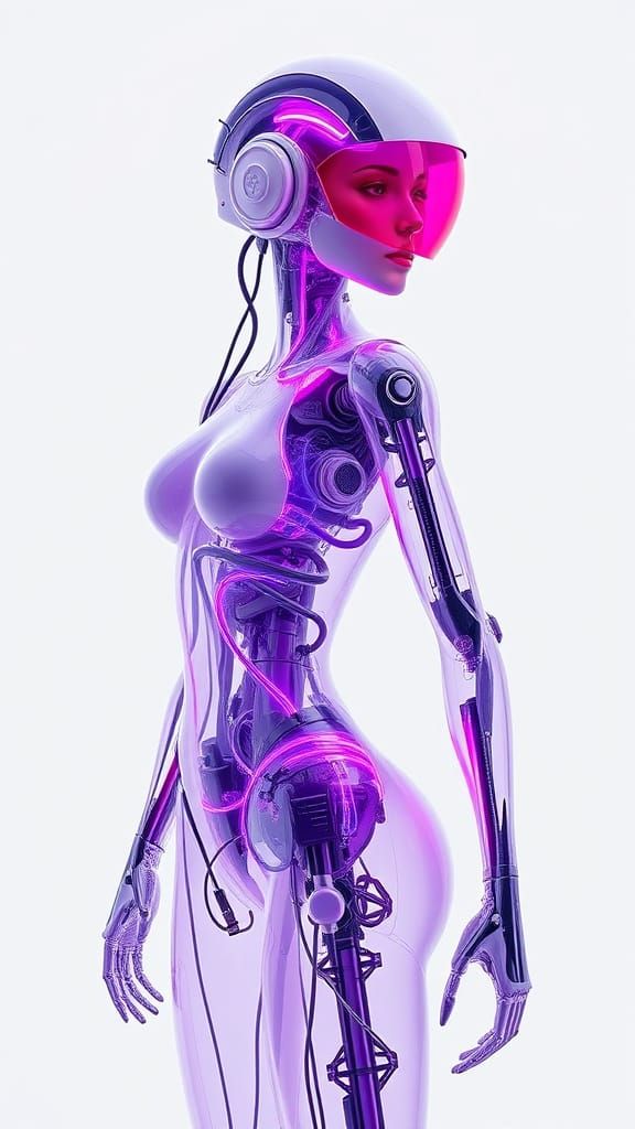 Futuristic Female Robot in Heroic Pose