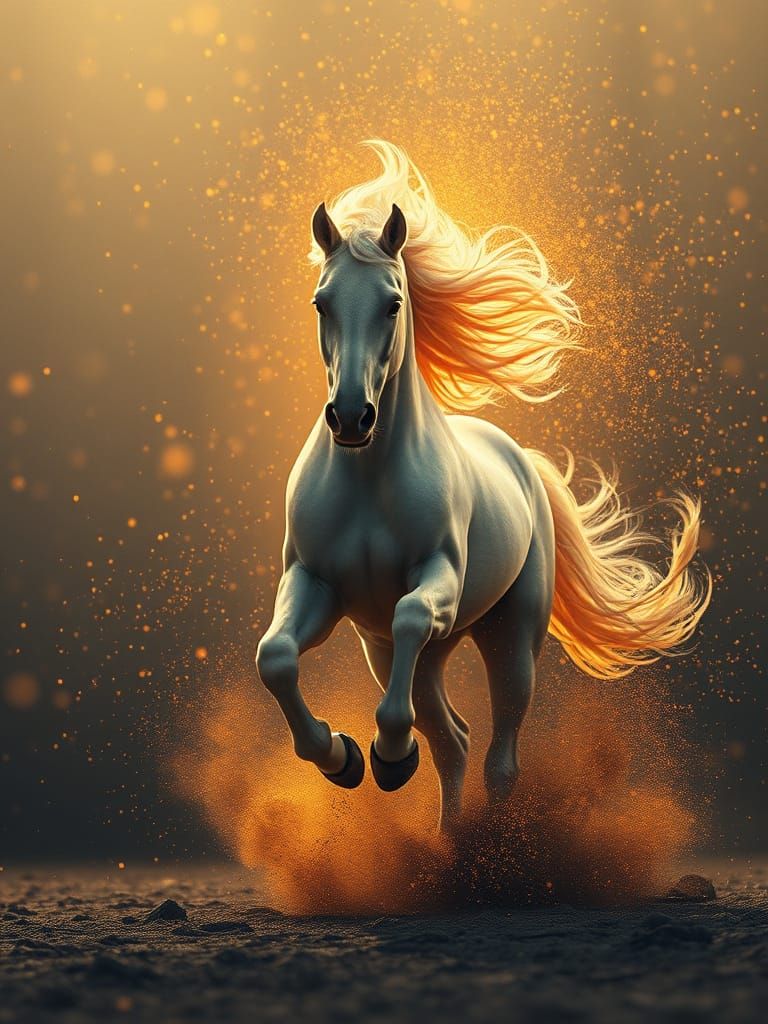 Horse Running Free in Dreamlike Digital Art Style