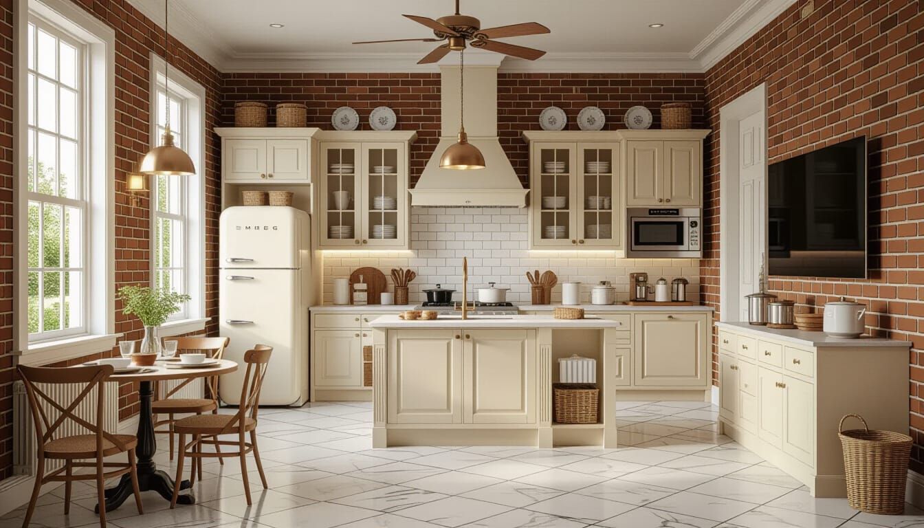 Victorian Kitchen with Modern Appliances Oil Painting