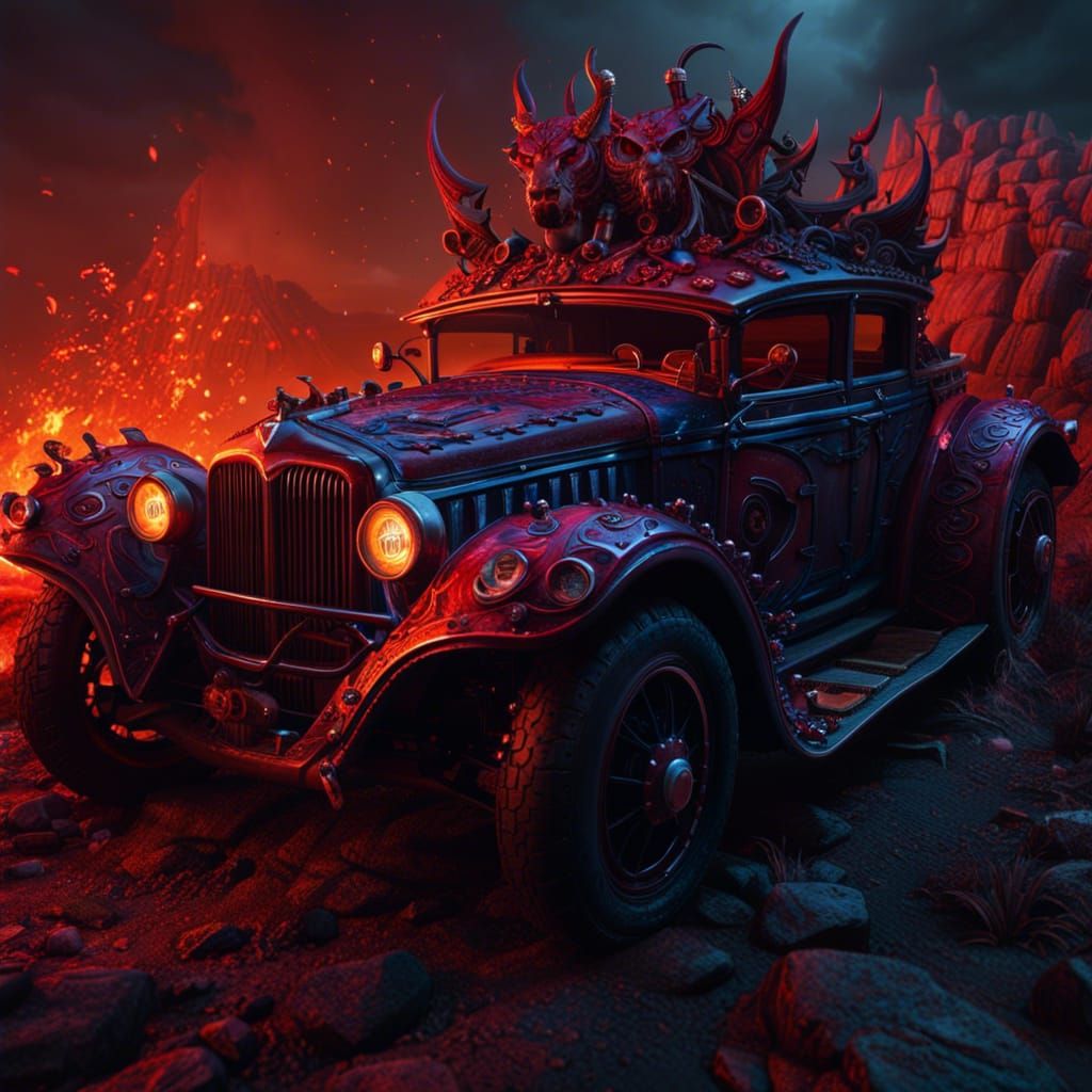 Detailed Matte Painting of a Hell Car