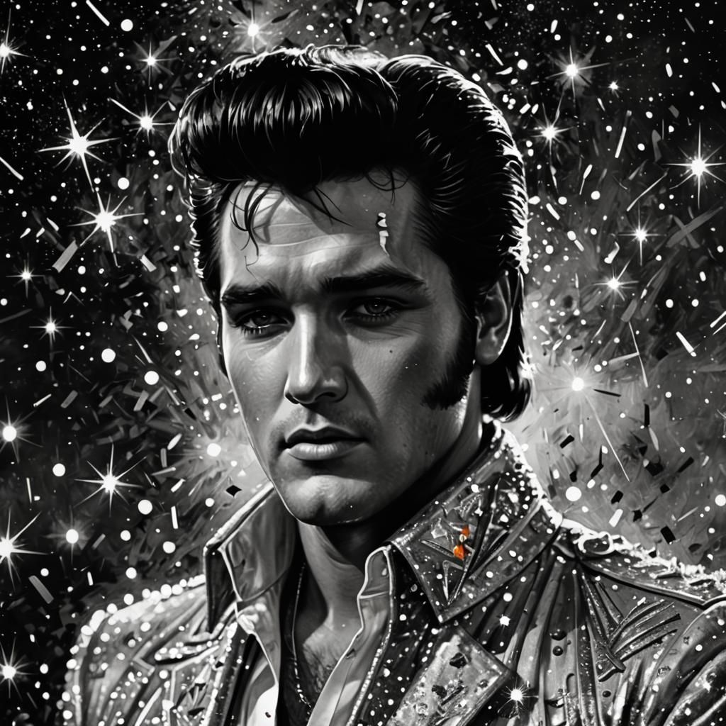 Magical Elvis Presley Portrait in Black and White