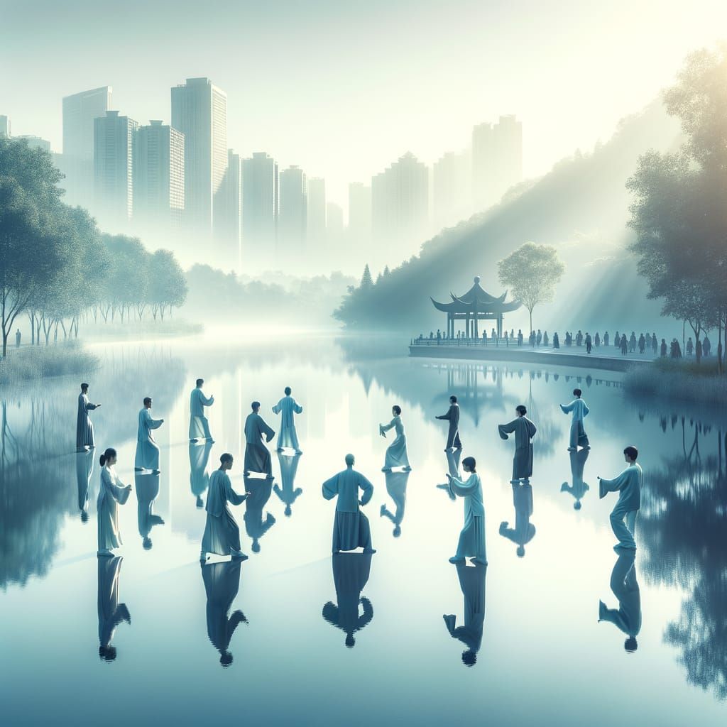 Serenity by the Urban Lake in Minimalist Style