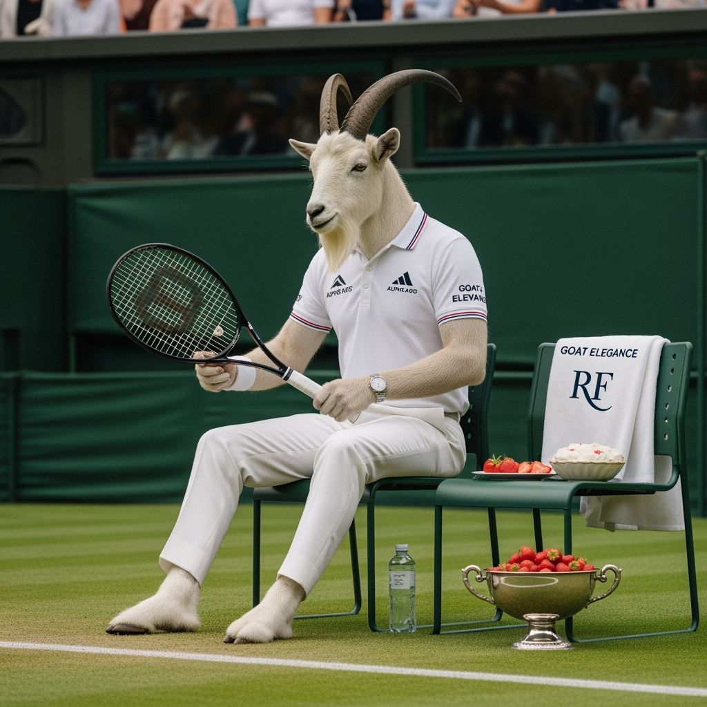 Elegant Goat Plays Wimbledon in Photorealistic Style