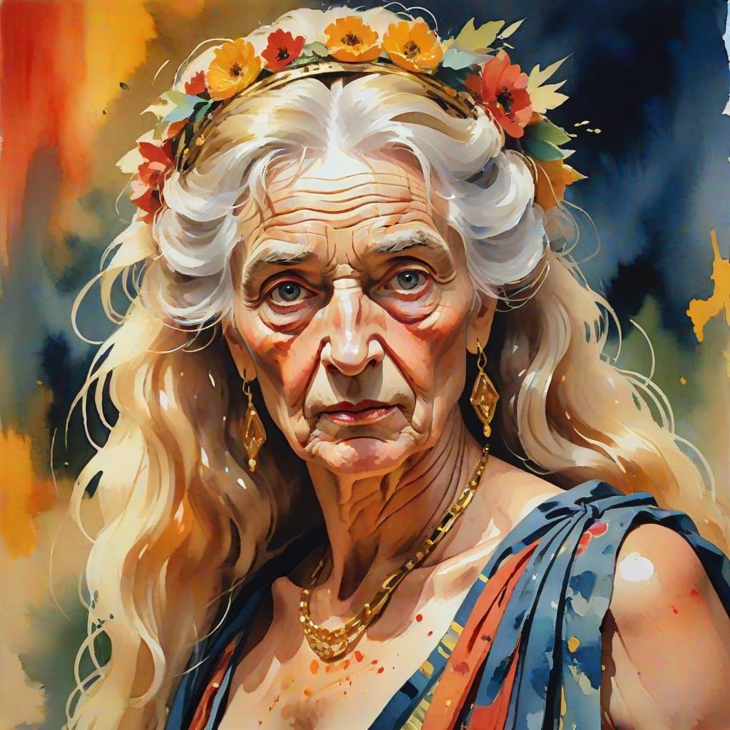 Elegant Empress Messalina in Gouache Style Impressionist Mas...