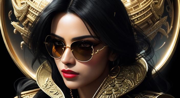 Glamorous Pin-Up Portrait with Dragon Eye Reflection