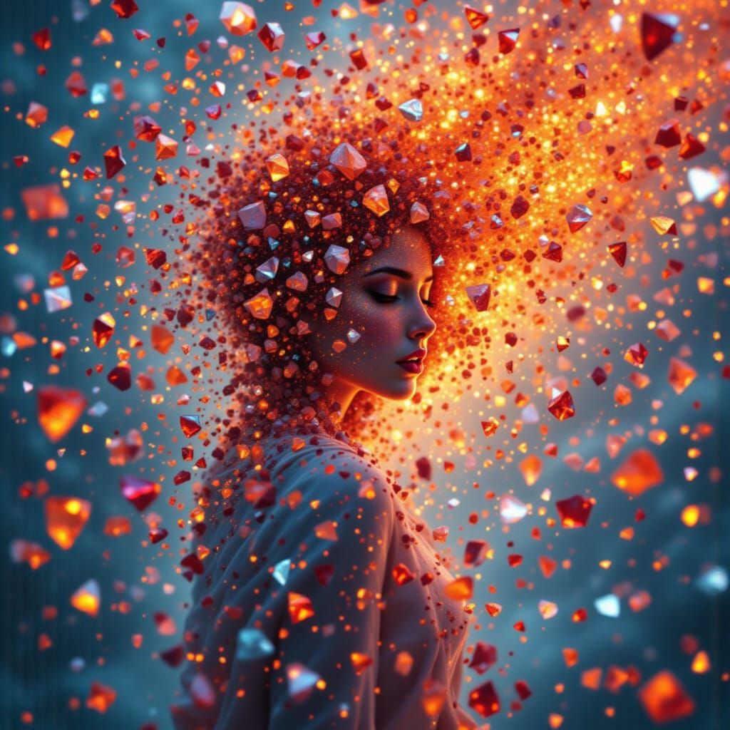 Abstract Shattered Glass Art