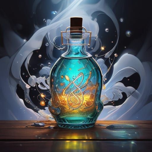 Magical Glowing Potions with Mystical Symbols