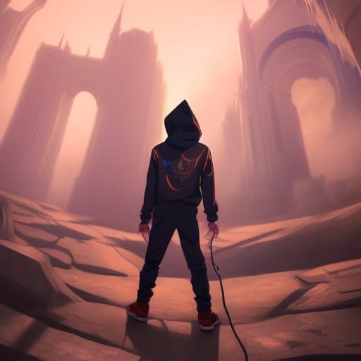 Anime Boy in Hoodie: Detailed Digital Art