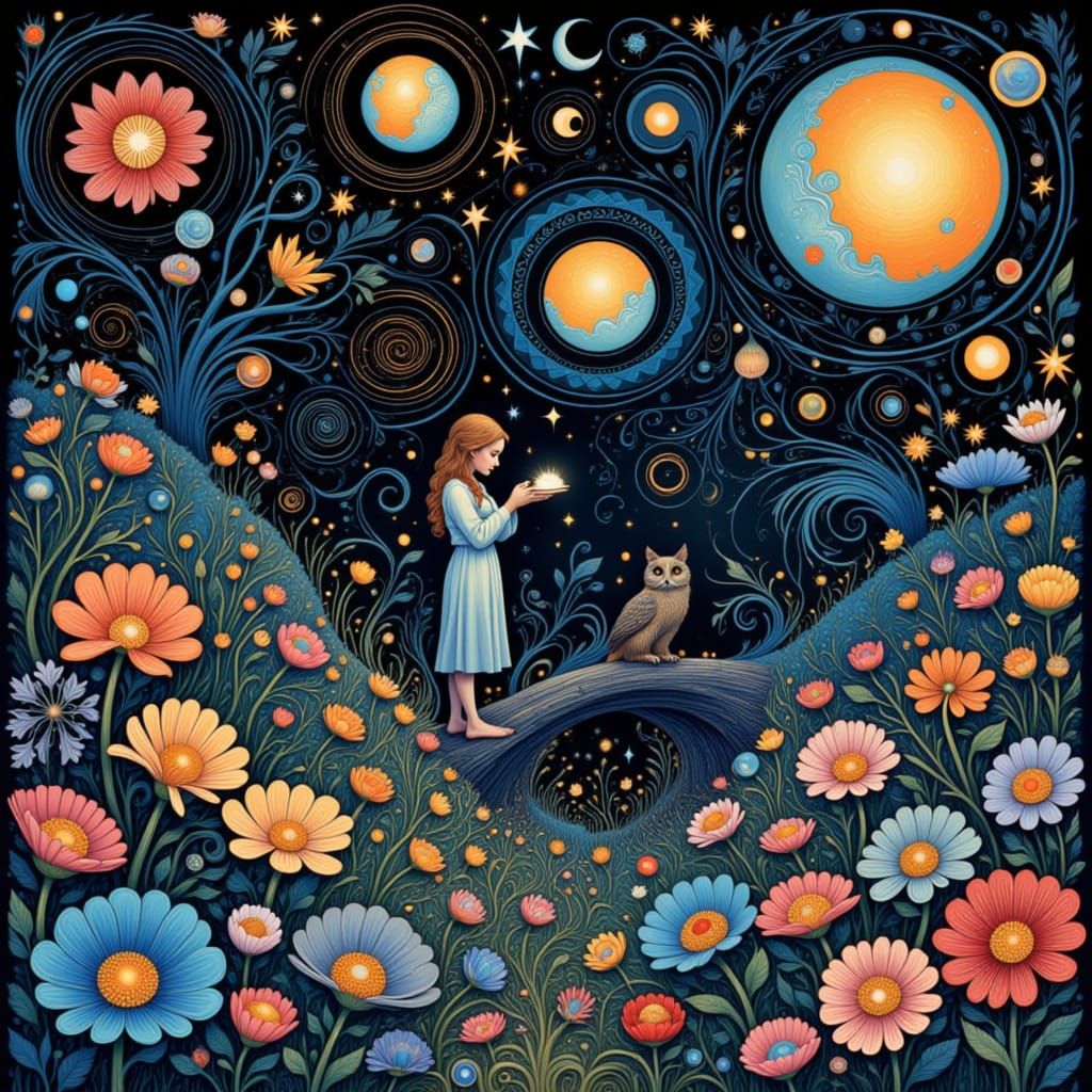 Enchanted Garden: A Folk Art Nouveau Vision