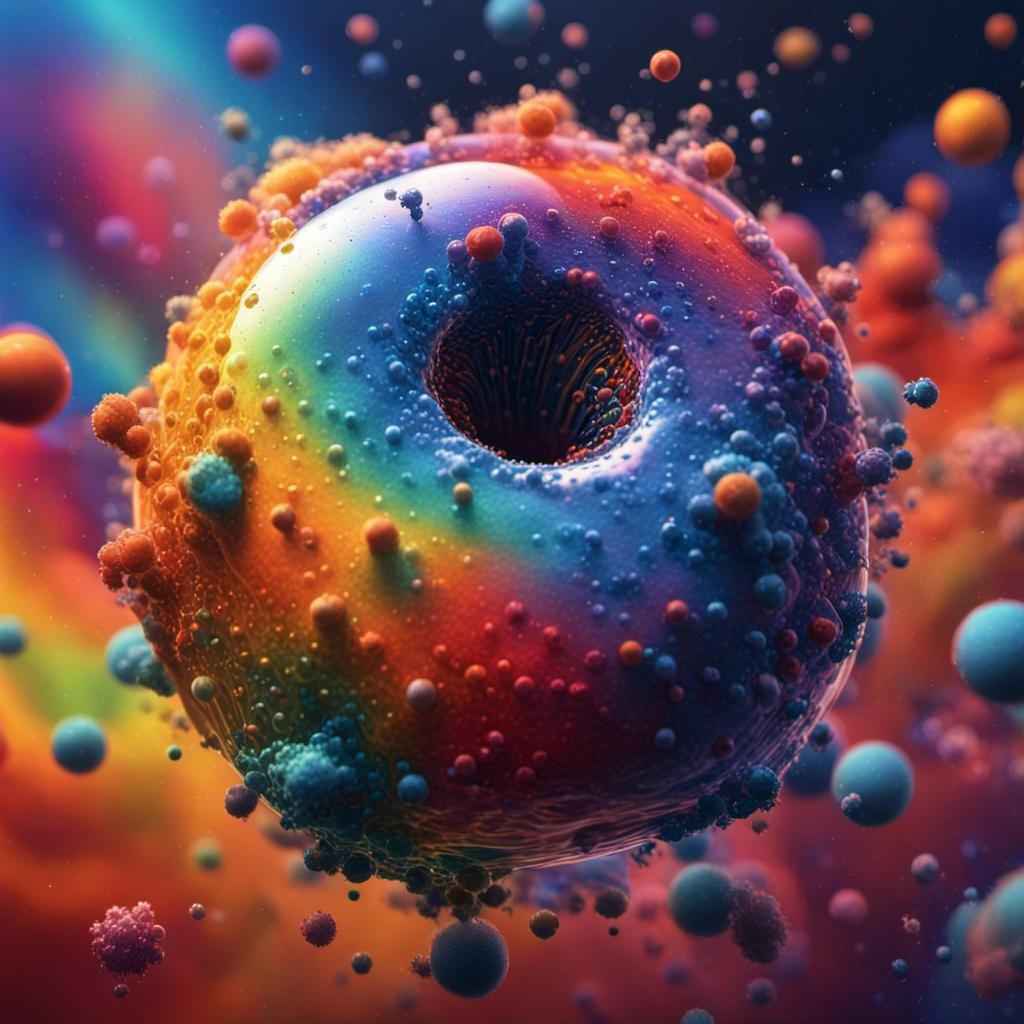 Rainbow Microbe Shimmers in Colorful Universe