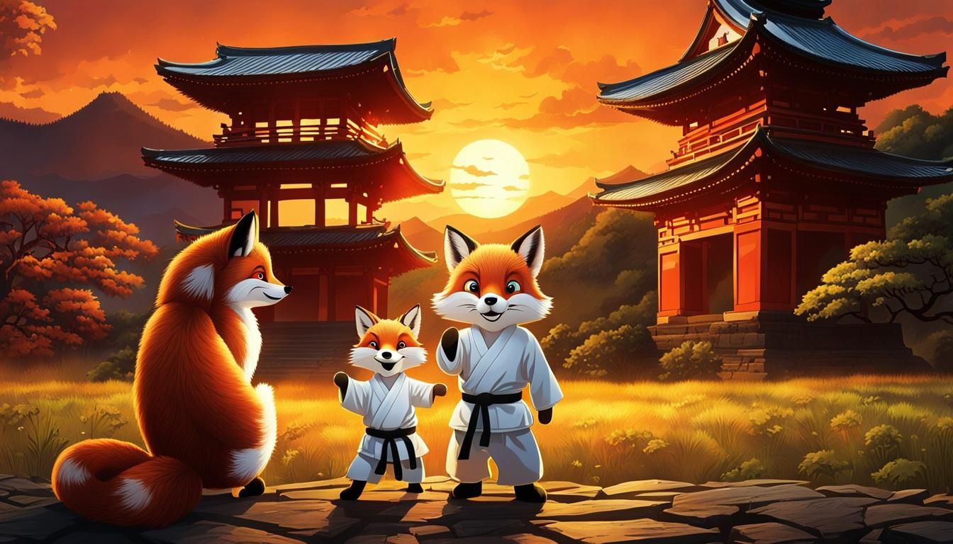 Fox Master and Apprentice Karate Lesson