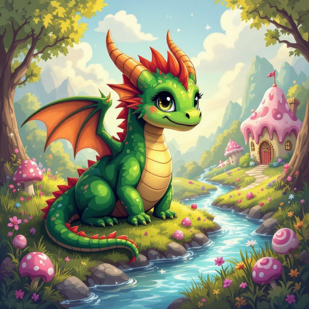Fairy Dragon in Gumdrop Land Near Cream Soda River