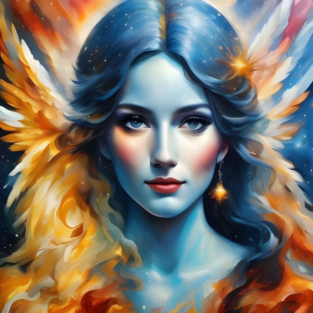 Radiant Celestial Being in Midst of Blazing Inferno