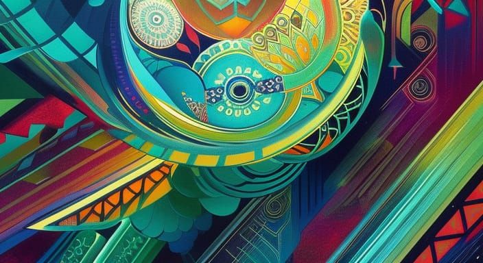 Colorful Abstract Owl Illustration in Geometric Art Nouveau ...