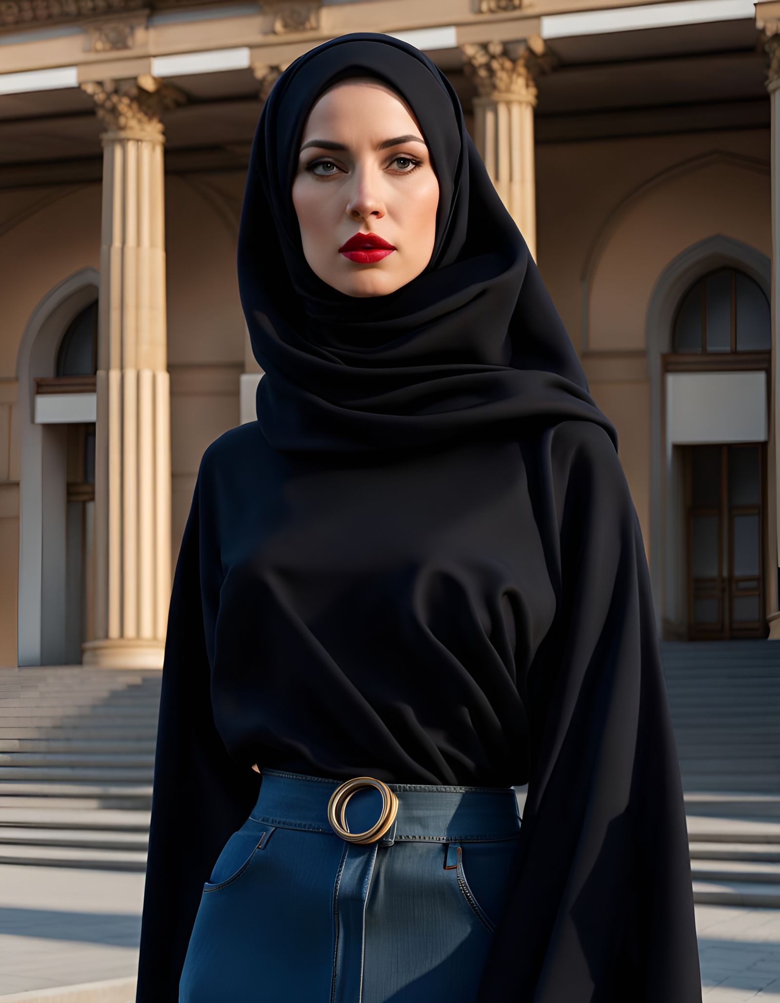 Woman in Hijab in Berlin, Photorealistic Digital Art