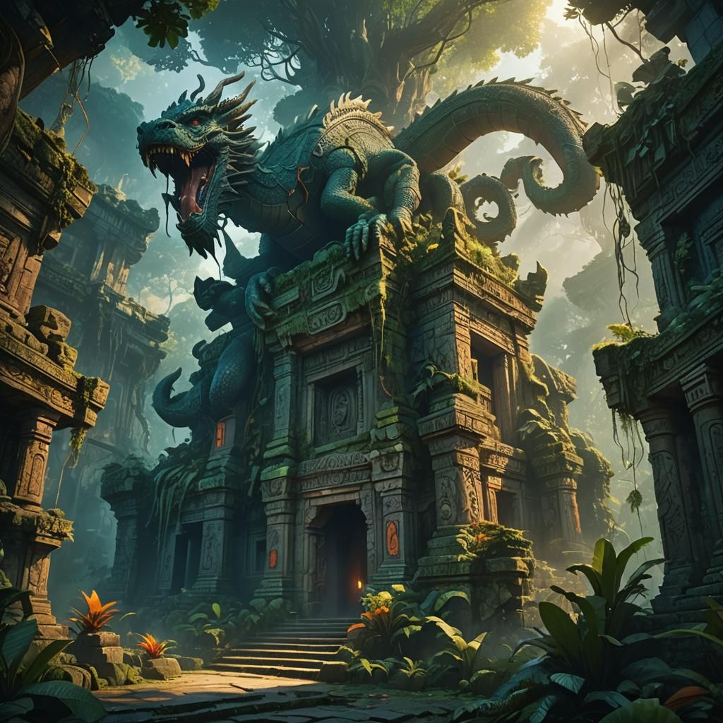 Jungle Dragon Temple in Fantasy Concept Art