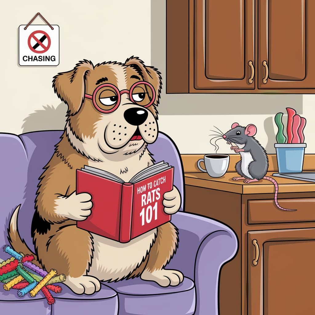Dog Ignores Rats in Comical Domestic Scene