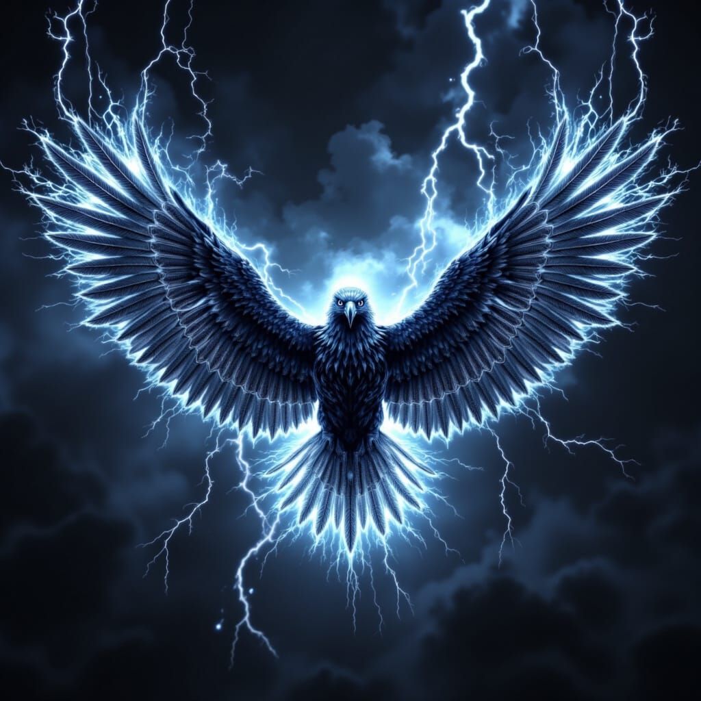 Ethereal Cyberpunk Eagle in Electric Aura