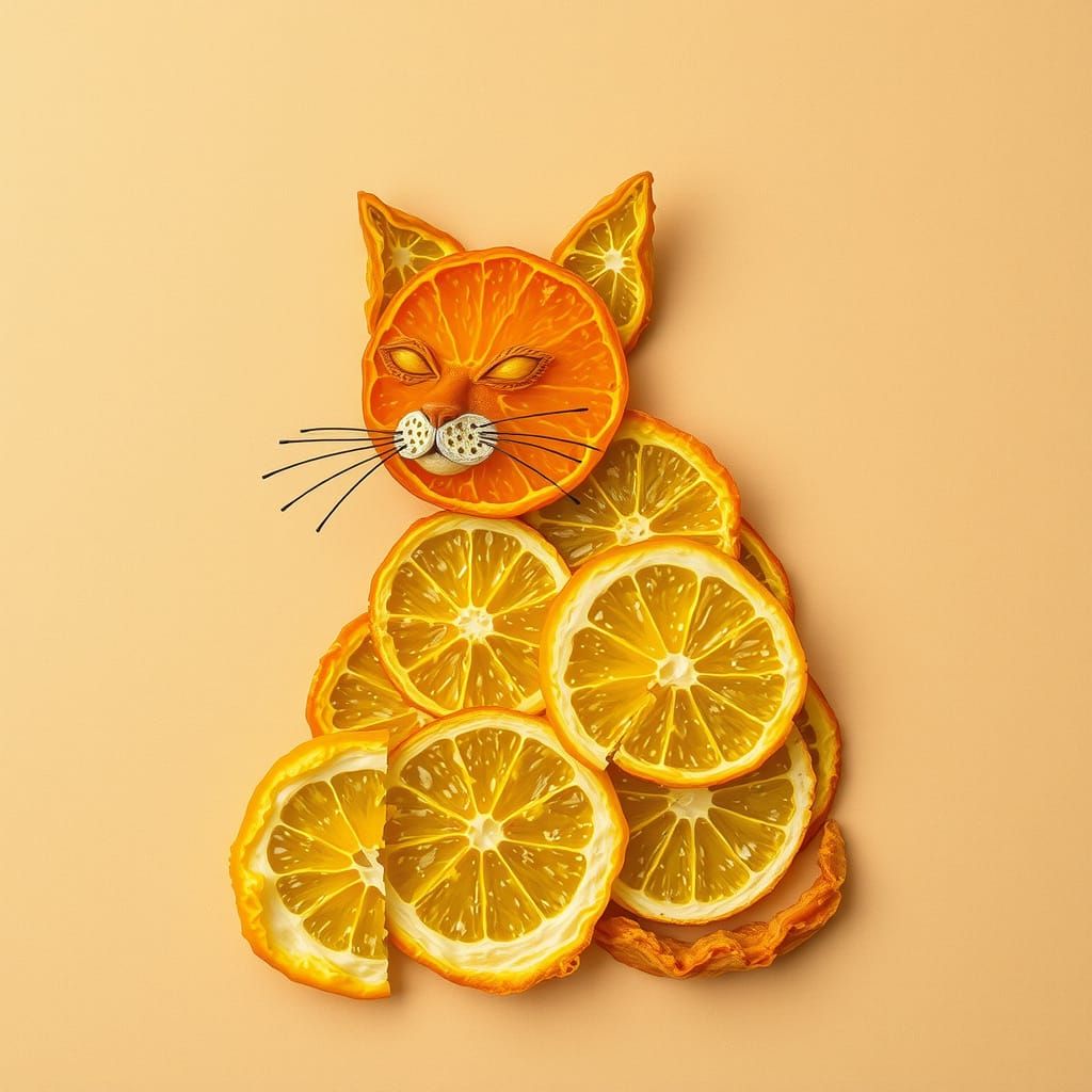 Futuristic Feline Zest in Surrealist Art