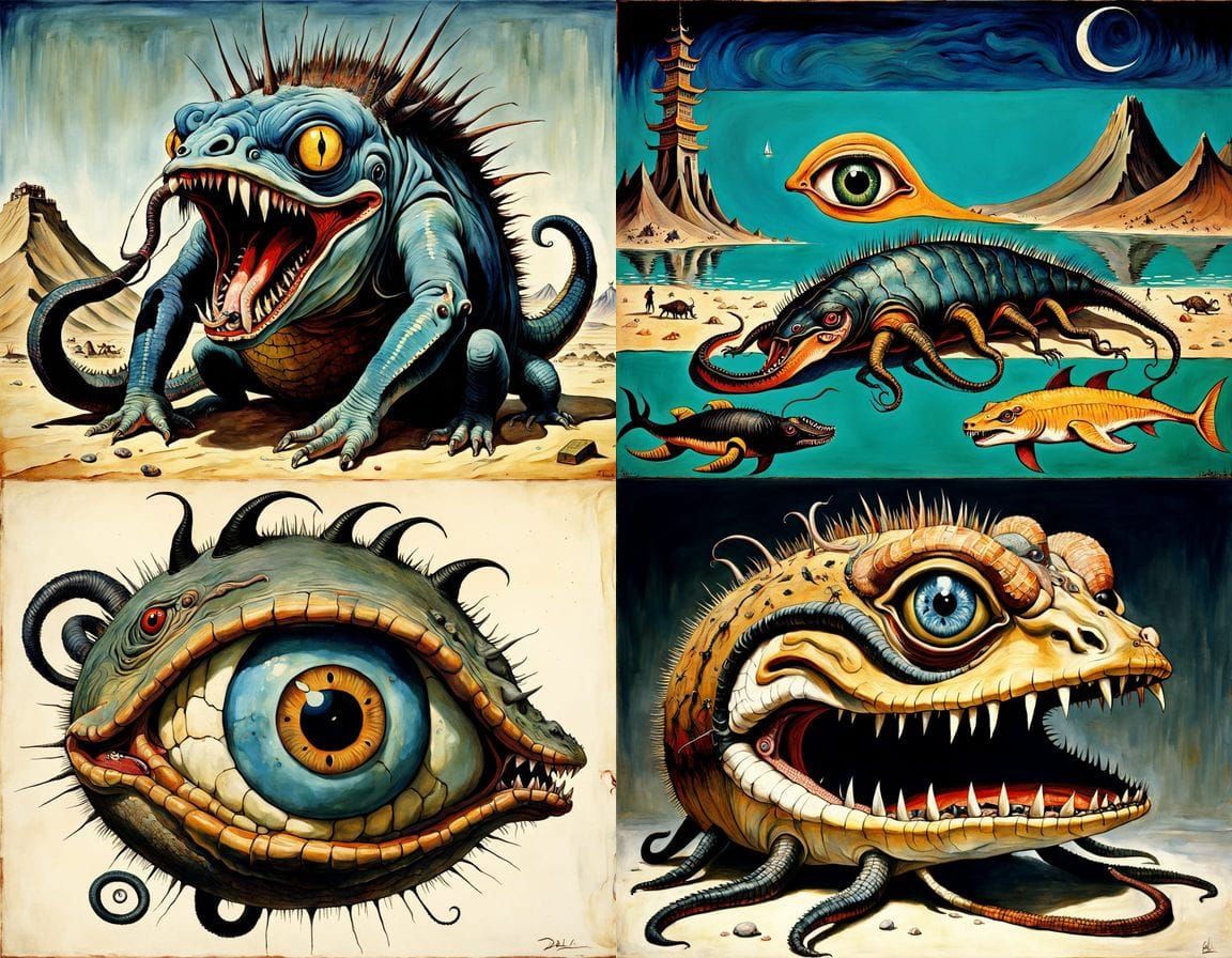 Surreal Monster from Japanese Nightmare in Cyberpunk Aesthet...