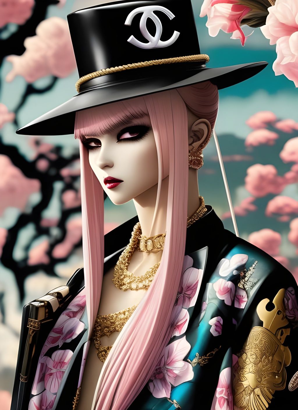 Streetwear Queen in Tokyo Style: Digital Illustration