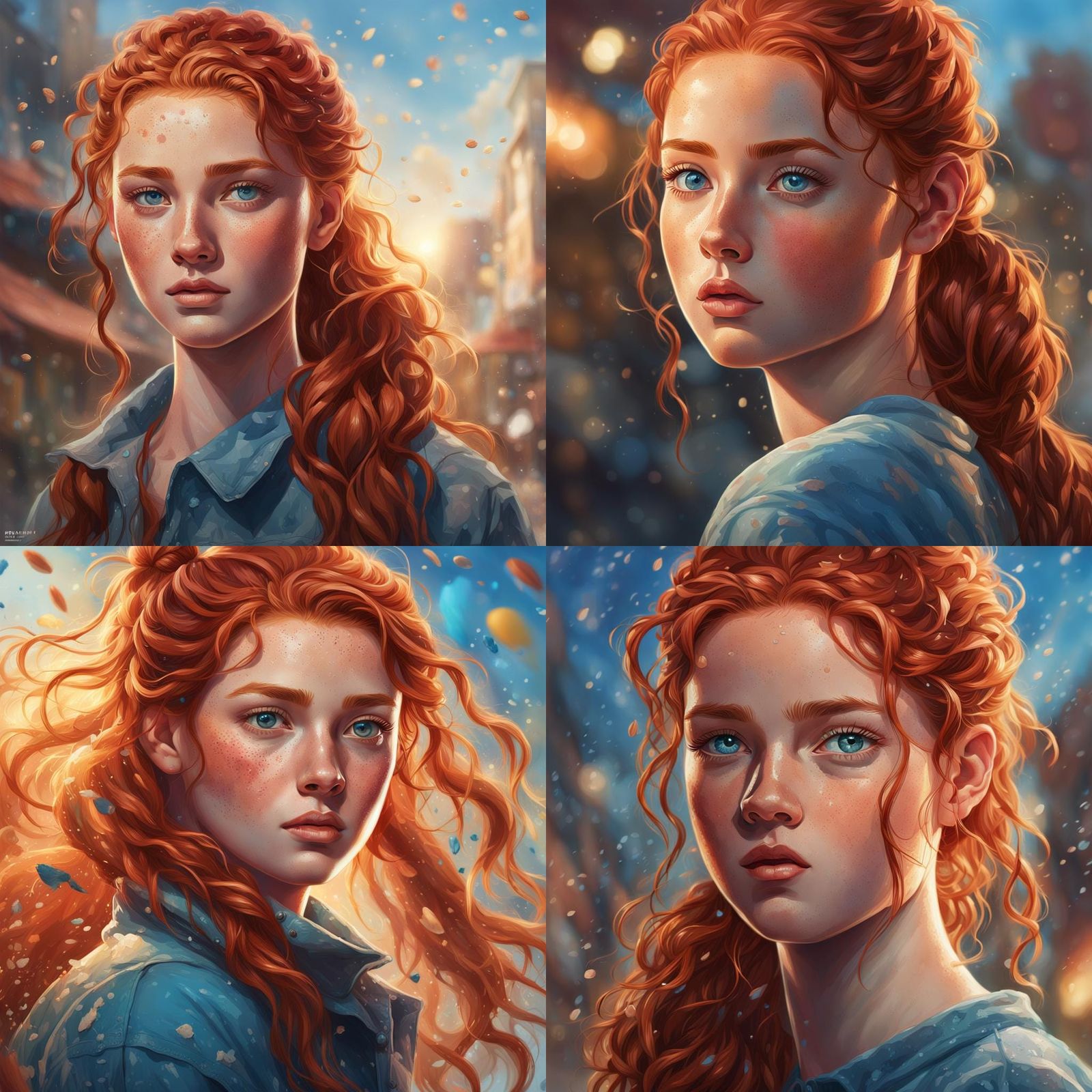 Hyperrealistic Portrait of a Red-Haired Girl