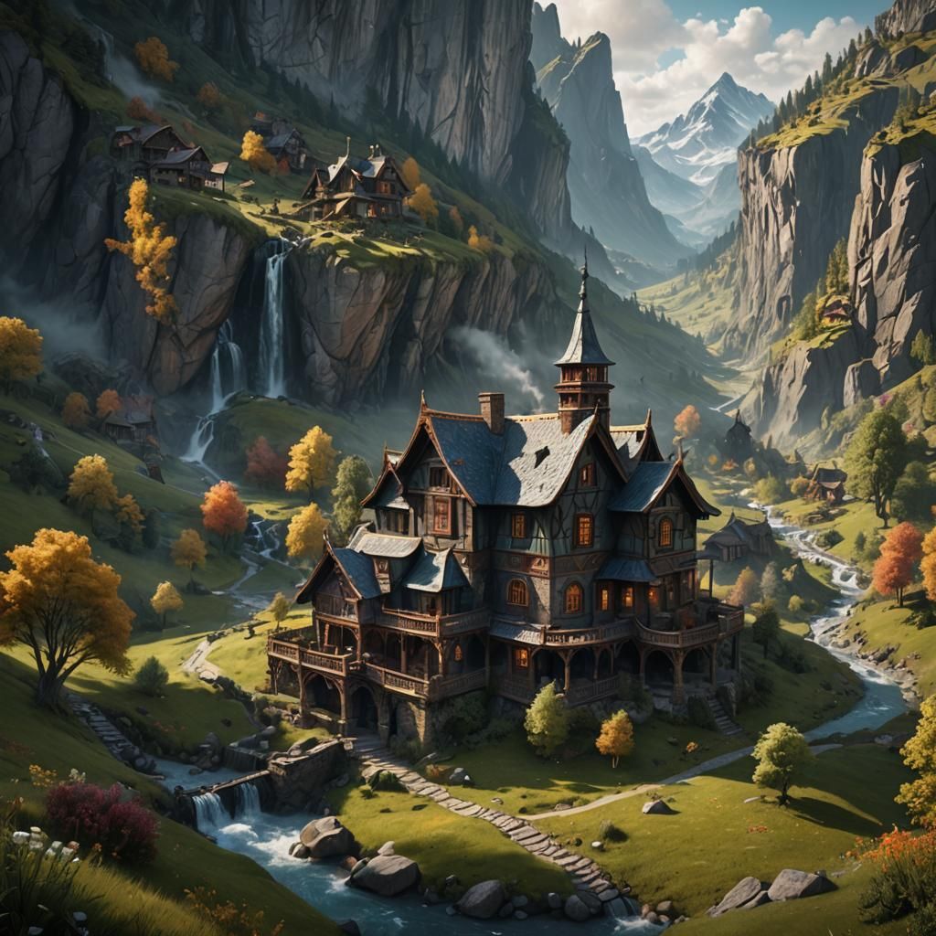 Detailed Matte Painting: House in Valley