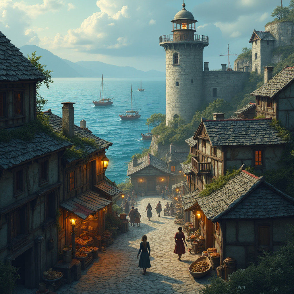 Fantasy Coastal Slum Top-Down View