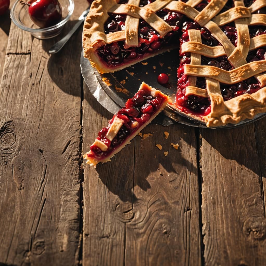 Cherry Pie Still Life in Rustic Style