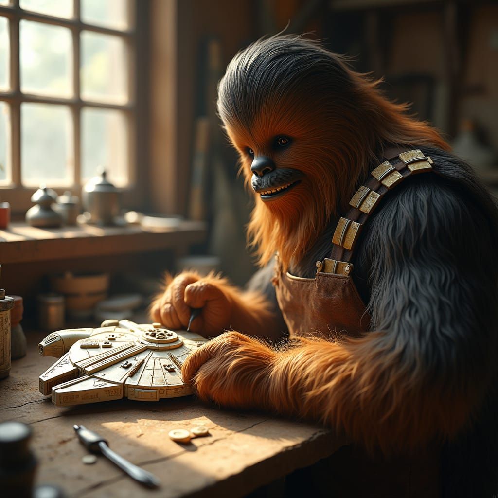 Wookiee Crafts Kintsugi Porcelain Millennium Falcon in Sunli...