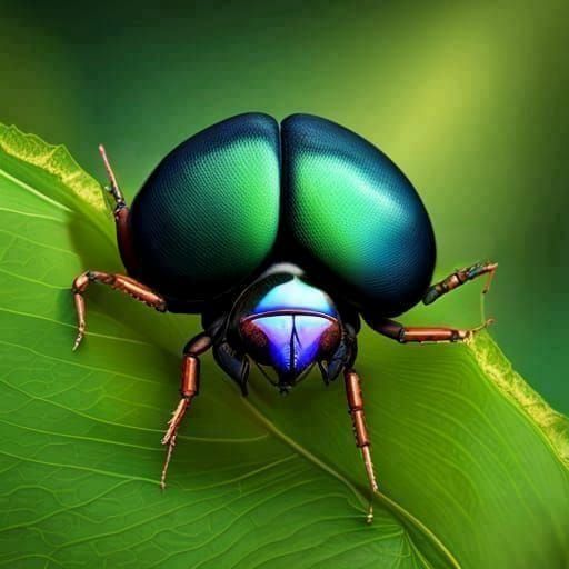 Iridescent Scarab Beetle Macro in Photorealistic Render