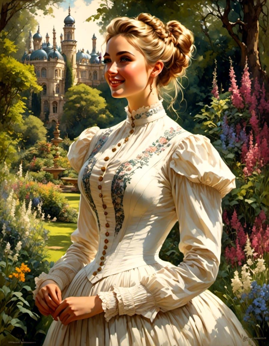 Victorian Woman in Mystic Garden Portrait