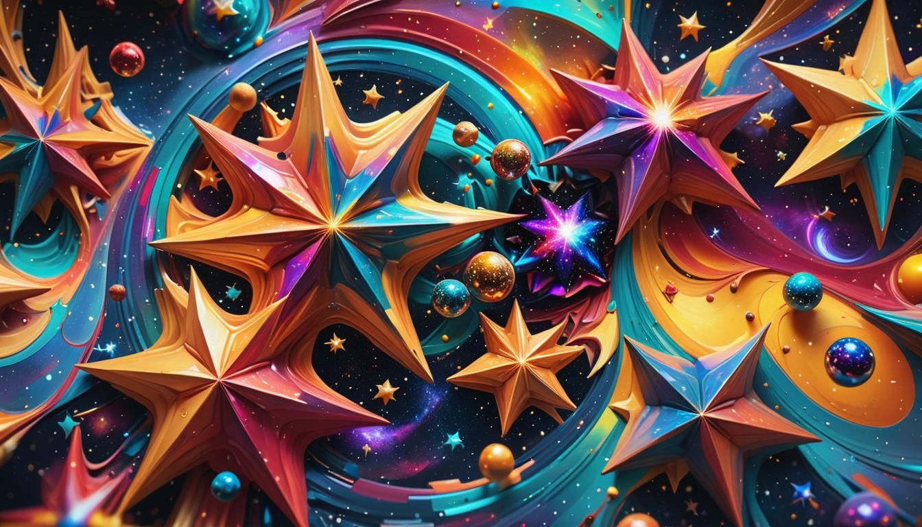 Vivid Star Cluster in Deep Space Textures