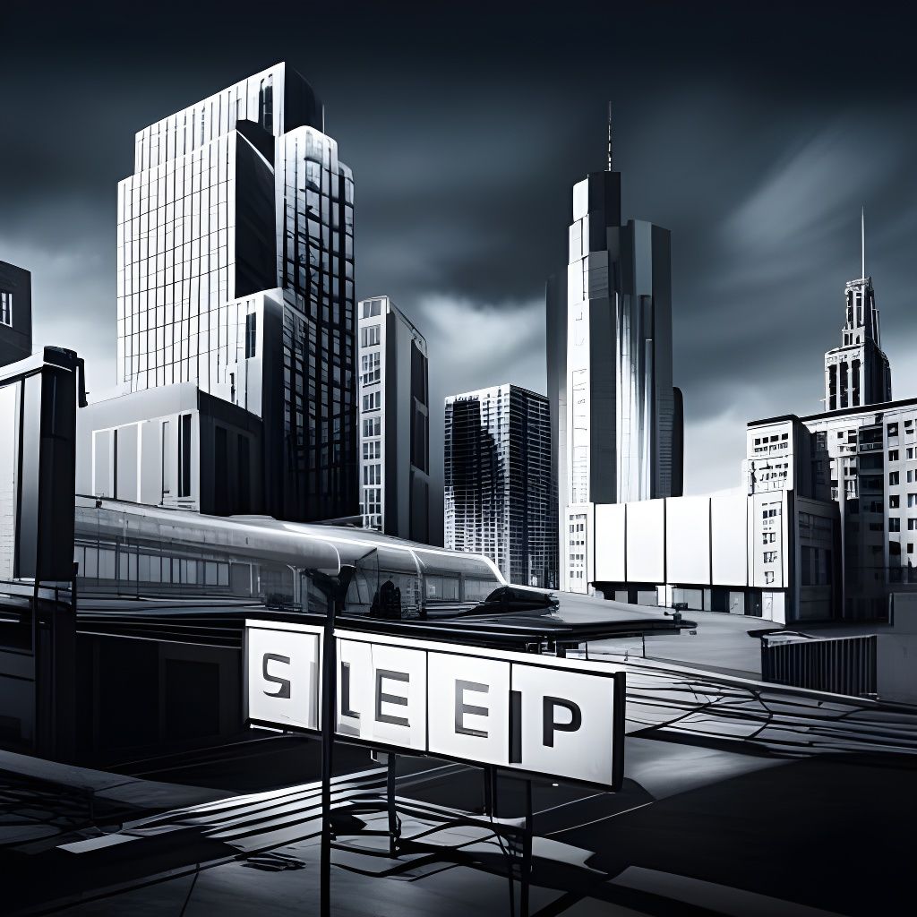 Dystopian City: Billboards Command 'SLEEP' in Noir Style