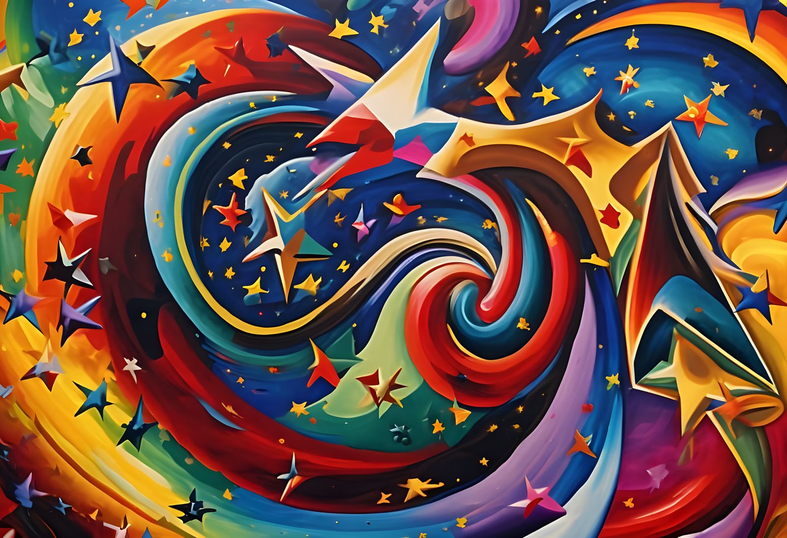 Vortex Maelstroms of Stars in Expressive Art Style