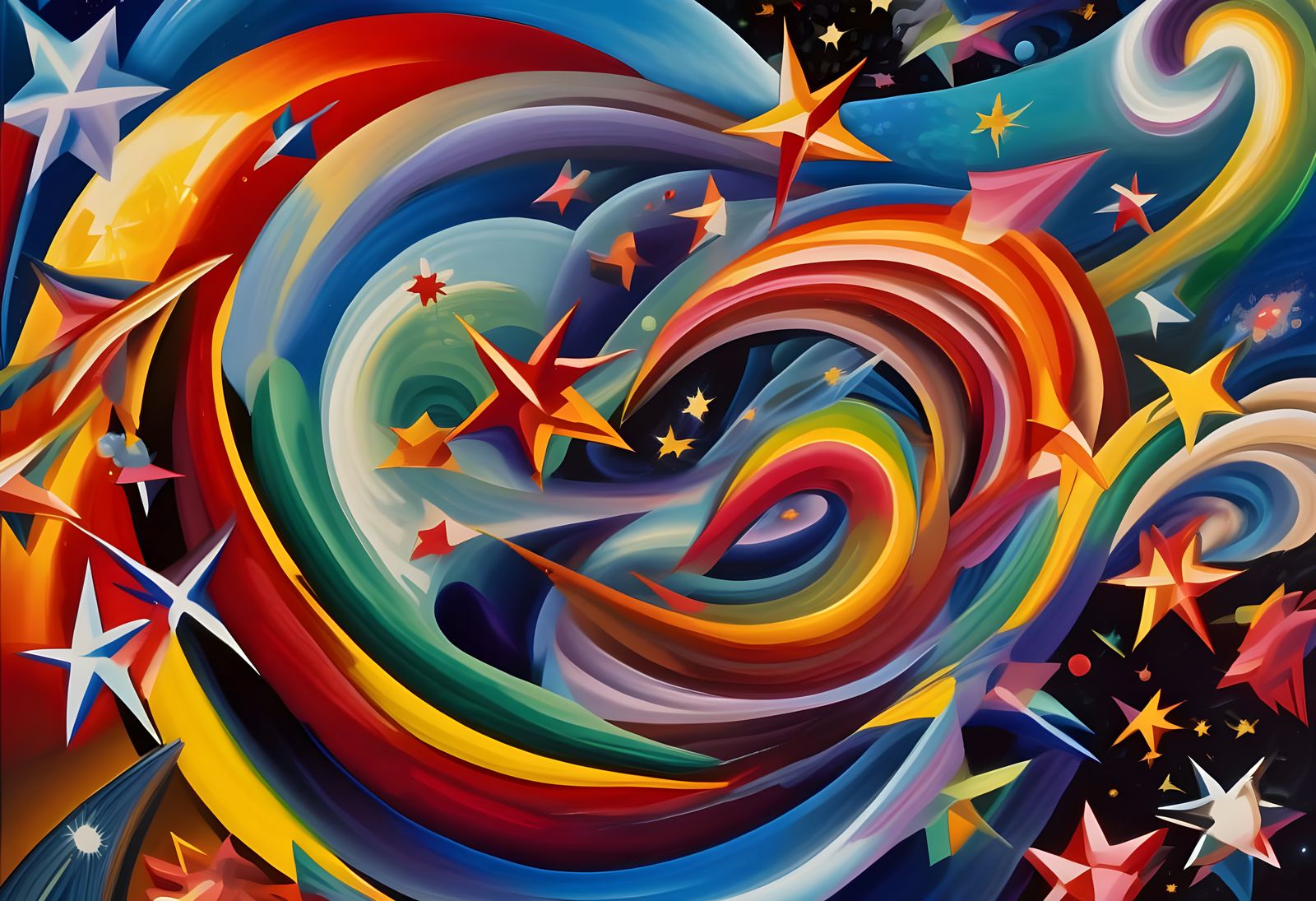 Vast Helical Vortex Maelstroms with MultiColored Stars