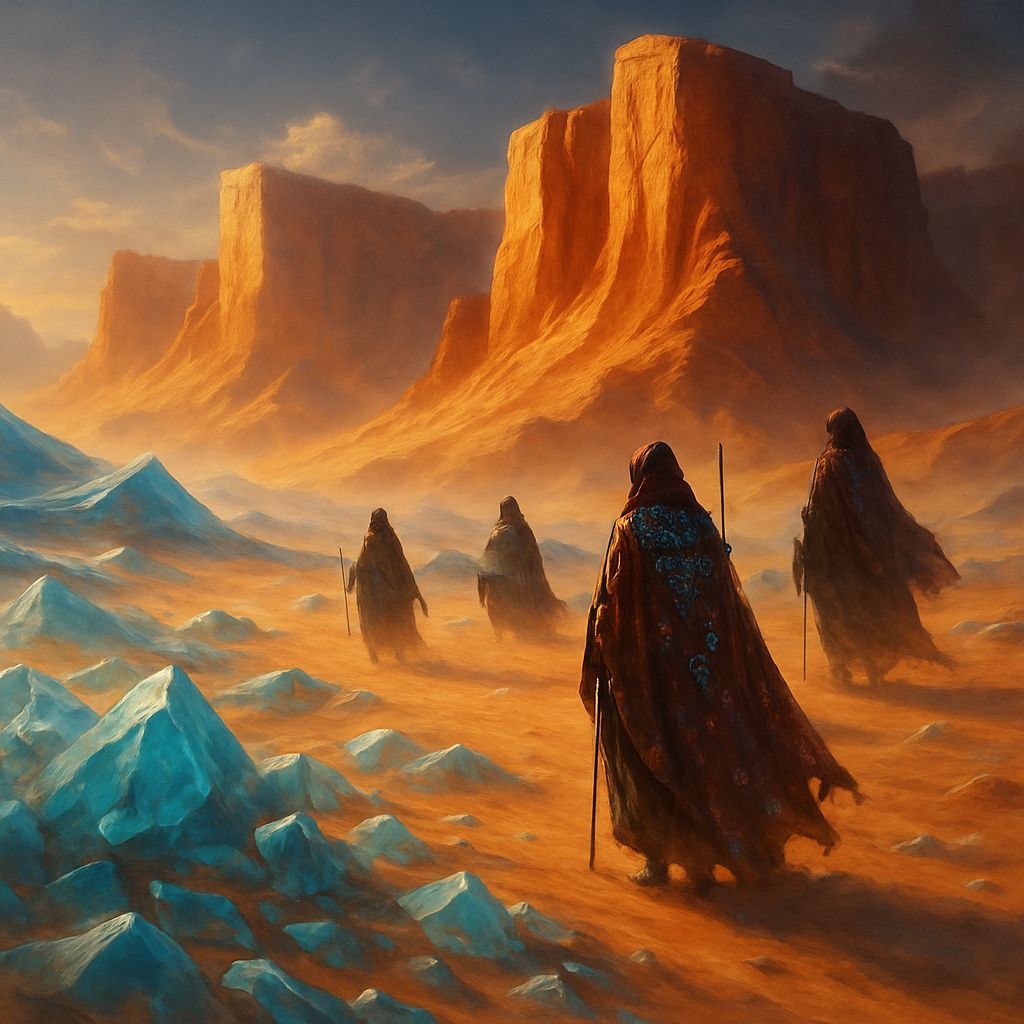 Crystal Desert Nomads in a Cinematic Style