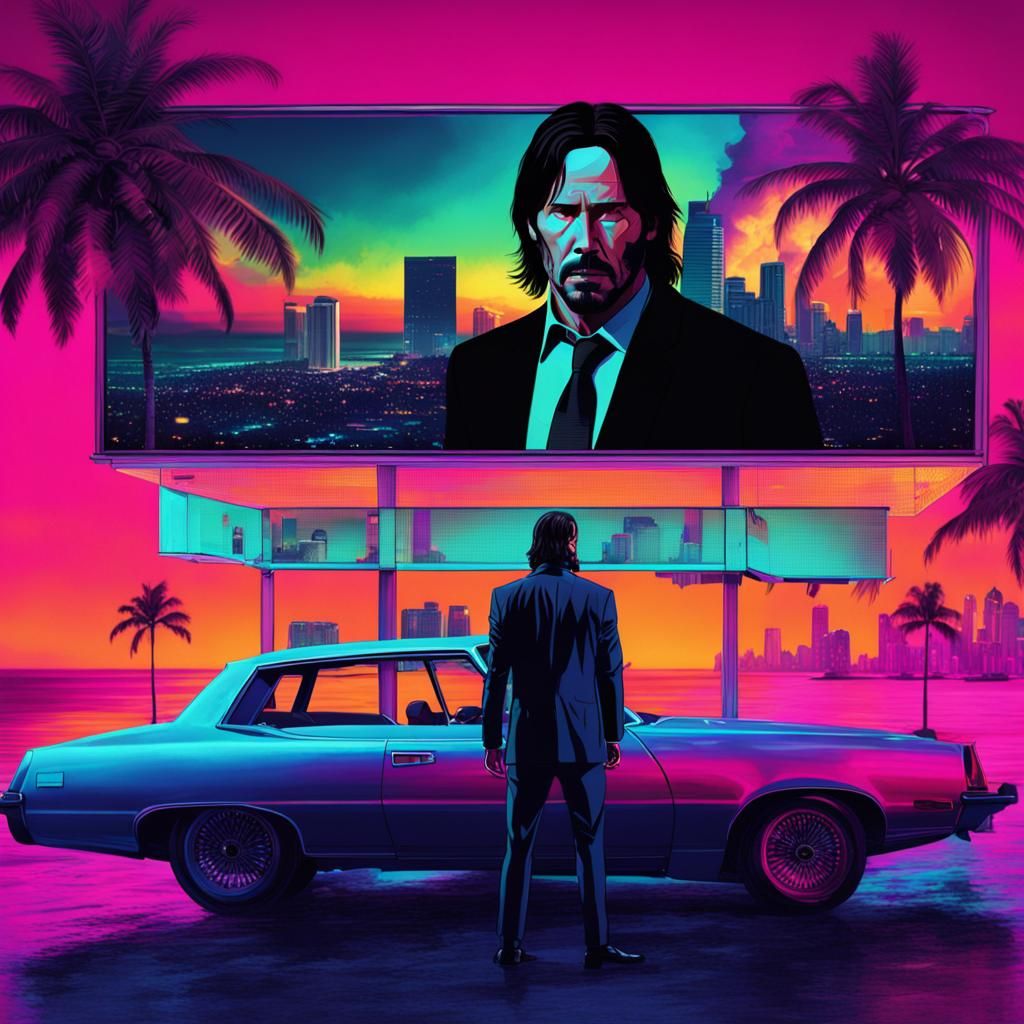 John Wick in Miami Vice: Digital Matte Painting