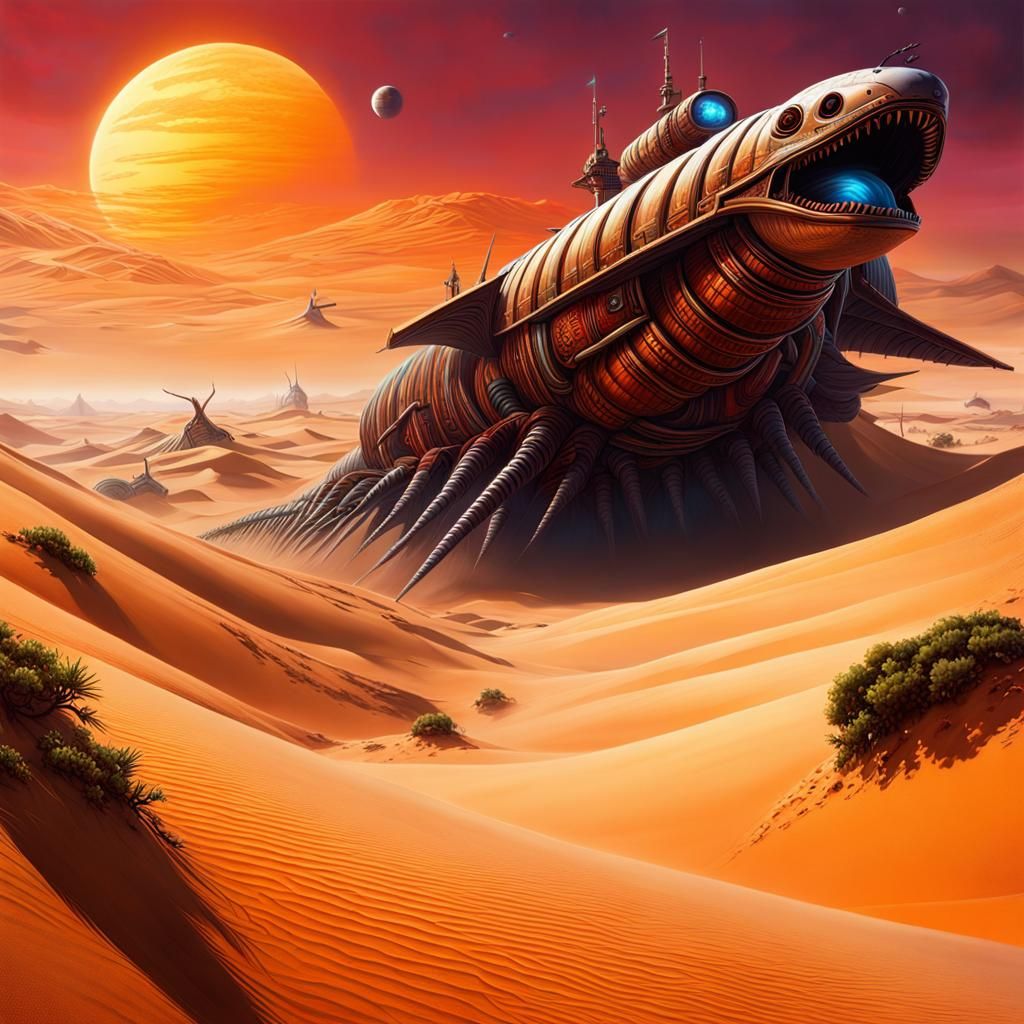 Dune-esque, sandworms, desert, space