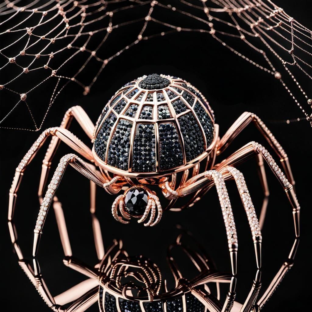 Rose Gold Spiderweb Faberge Egg, Fantasy Art