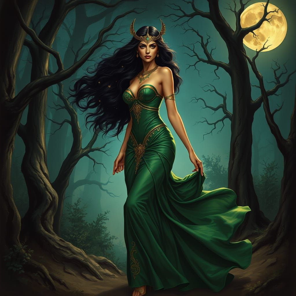 Mystical Queen of the Night Walks Enchanted Forest