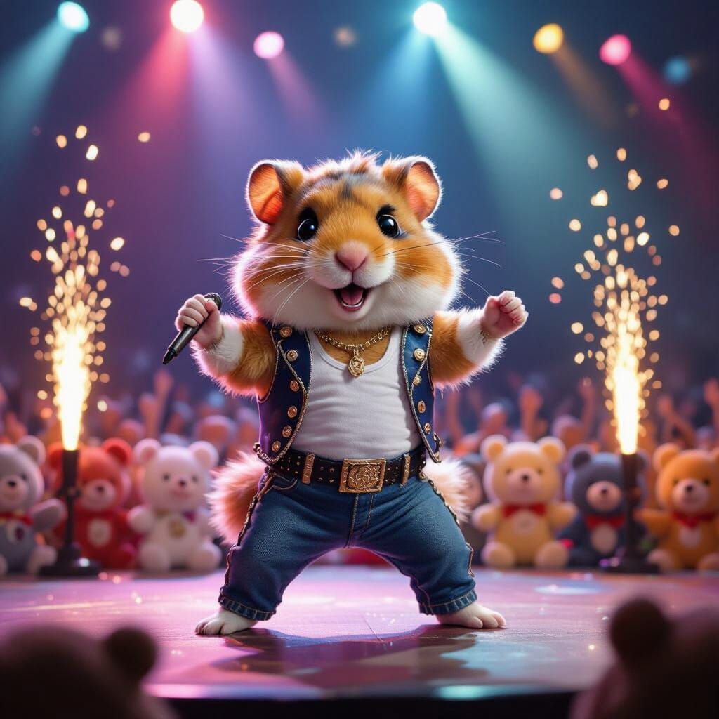 Hamster Rock Star Channels Freddie Mercury on Stage