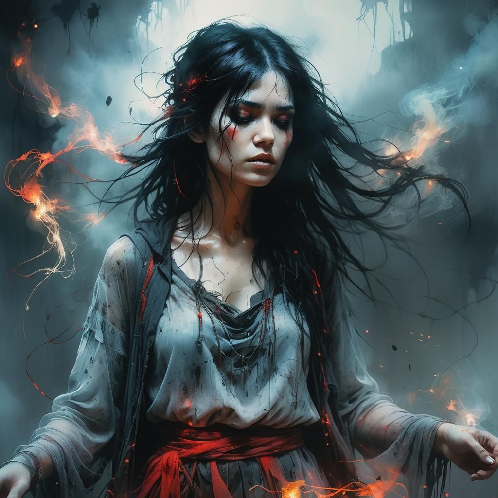 Ethereal Dark Fantasy Portrait with Misty Glow