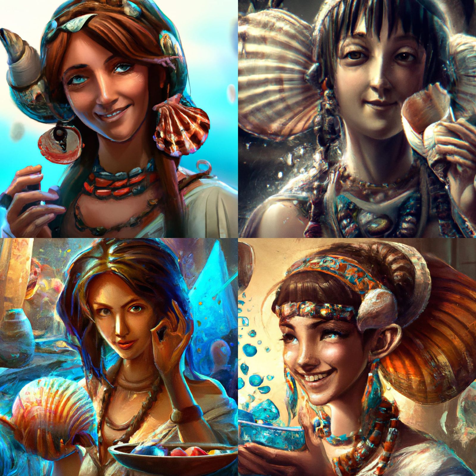 Magic Seashell Trader: Digital Art Portrait