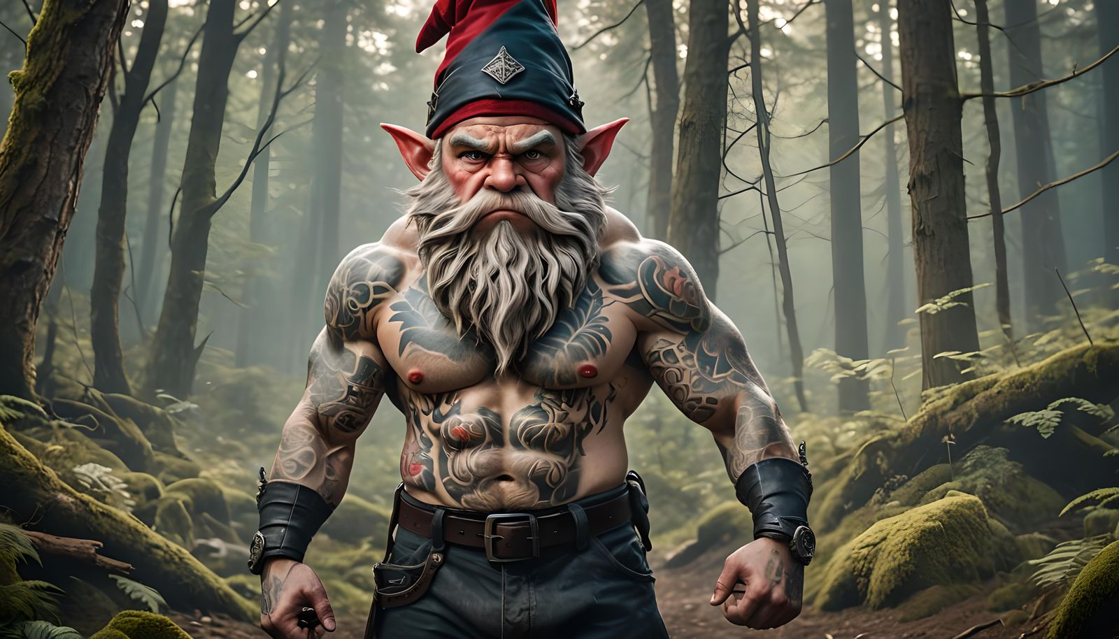 Scandinavian Gnome Thug Portrait in Enchanted Forest