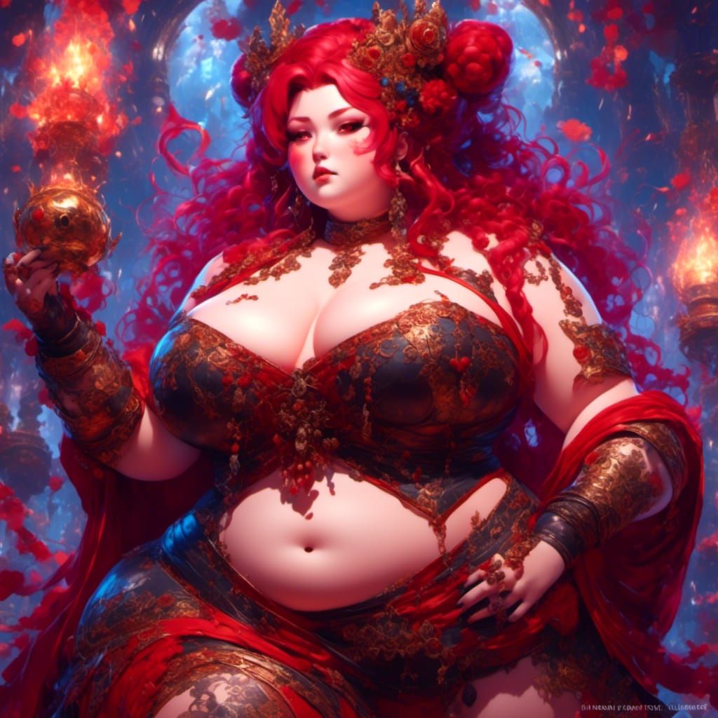 Obese Jinx in Cyberpunk Anime Style