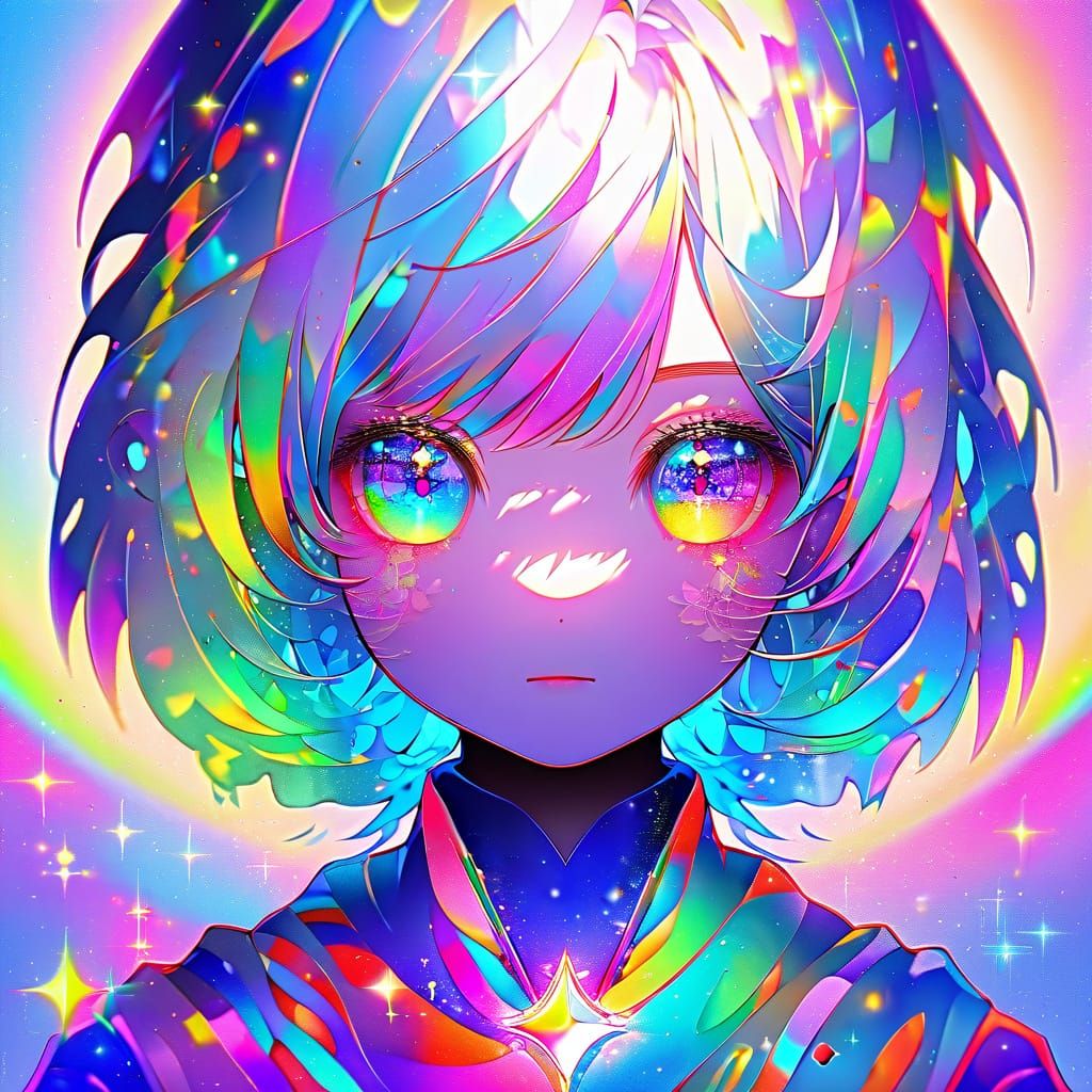 Vibrant Anime Eye with Iridescent Sparkle