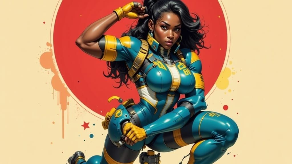Fallout Dweller Girl in Nostalgic Pin-Up Comic Style